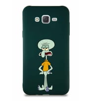 Samsung Galaxy J7 Core Soft Premier Kapak Squidward Dokunaç Tasarımlı Silikon Kılıf - Yeşil (Şeffaf)