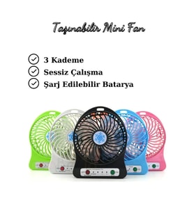 Masaüstü Mini Fan El Fanı USB Şarjlı 3 Kademeli Fener Işıklı Fan Vantilatör