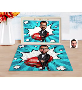 BK Gift Kişiye Özel Erkek Patron Karikatürlü 1000 Parça Profesyonel Puzzle-1