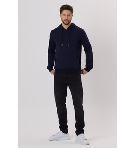 Erkek Lacivert Kapüşonlu Nakış Detaylı Sweatshirt