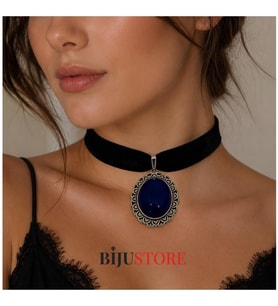 İznik Çini El Yapımı Gece Mavisi Vintage Kadın Choker
