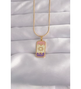 316L Çelik Renk Karışık Mineli Ay Figür Tarot Kolye
