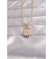 316L Çelik Renk Karışık Mineli Ay Figür Tarot Kolye