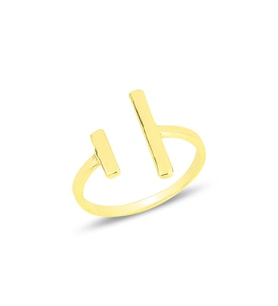 Gümüş altın yaldızlı modern tasarımlı üstten ayarlamalı yüzük SGTL11816GOLD (Rose)