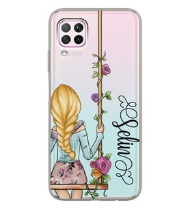 Huawei Sarı Saçlı Kız Tasarımlı Şeffaf Telefon Kılıfı