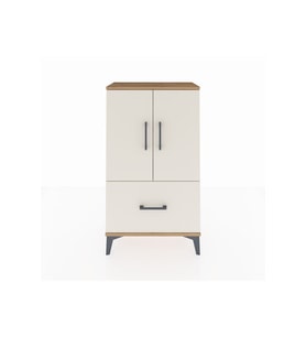 Arges Komodin 2 Raflı Tek Çekmeceli 2 Kapaklı 60x30x106 Çam-Aytaşı