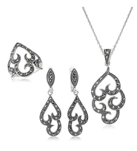Gümüş Markazit Taşlı Bayan Set (Standart)