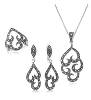 Gümüş Markazit Taşlı Bayan Set (Standart)