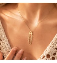 Kişiye Özel Çengelli İğne Model Çift İsim Kolye 925K Gümüş (Gold)