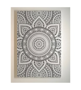 25x35 Resimli Tuval Çocuk Boyama Seti- OTANTİK-MANDALA-6 renk akrilik boya ve 2 fırça adet fırça