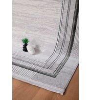 Voyage %100 Akrilik Yumuşak Dokulu Halı Kilim Salon Mutfak Koridor Yolluk Dokuma Makine Halısı (Gri - Siyah)