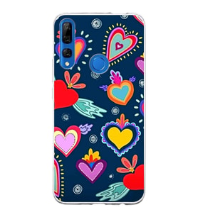 PrintiFy Huawei Y9 Prime 2019 ile Uyumlu 1mm Slim Fit Retro Renkler 3 Baskılı Şeffaf  Kılıf