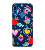 PrintiFy Huawei Y9 Prime 2019 ile Uyumlu 1mm Slim Fit Retro Renkler 3 Baskılı Şeffaf  Kılıf