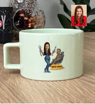 Kişiye Özel Karikatürlü Kadın Diş Hekimi Lüks Pastel Fincan Tıp Bayramı Hediyesi