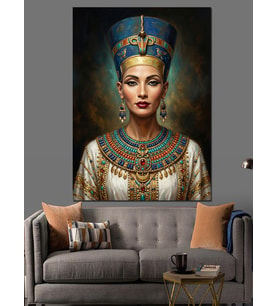 Mısır Kraliçesi Nefertiti Portresi Sanatı Dekoratif Kanvas - Mdf Ahşap Tablo