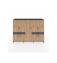 Hyperion Dolap 12 Raflı 2 Çekmeceli 8 Kapaklı 220x44x163 Antrasit-Çam/Antrasit