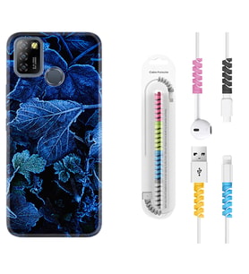 INFINIX Smart 4 5 6 Zero 8 S5 Pro Kılıf Kablo Koruma Spiral Silikon Blue Foid 1628