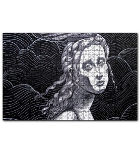 Cakapuzzle Siyah Beyaz Gravür Hüzünlü Bakışlı Kadın  Puzzle Yapboz MDF (Ahşap) (120 Parça)