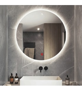 90 cm (çap) Buğu Çözücülü Ledli Yuvarlak Banyo Aynası