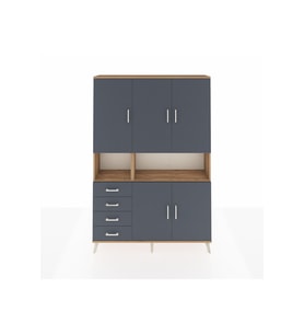 Arges Gardrop 7 Raflı 4 Çekmeceli 5 Kapaklı 132x30x195 Çam-Antrasit