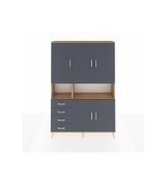 Arges Gardrop 7 Raflı 4 Çekmeceli 5 Kapaklı 132x30x195 Çam-Antrasit