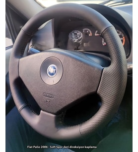 Fiat Palio Albea Araca Özgü Dikmeli Direksiyon Kılıfı SOFT NOKTA DÜZ SİYAH İP (Karışık)