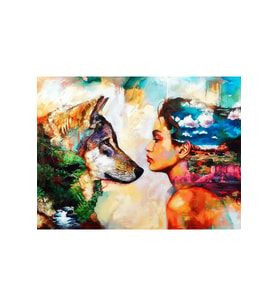 Kurt Ve Kadın Çerçeveli 70x90 Sayılarla Boyama Hobi Seti