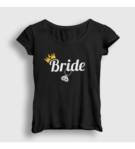 Presmono Kadın Beyaz The Bride Gelin Düğün Evlilik T-Shirt 534379tt (Siyah)