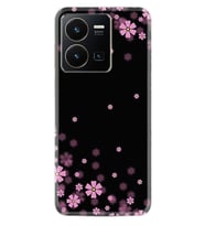Vivo Y35 Kılıf Resimli Desenli Baskılı Silikon Black flowers 1391