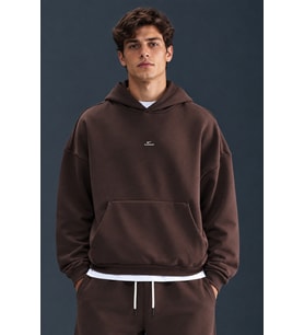 Nike Therma Fit SI BRSH Oversize Mens Sweathirt Bol Kesim Kapüşonlu Erkek Sweatshirt Kahverengi