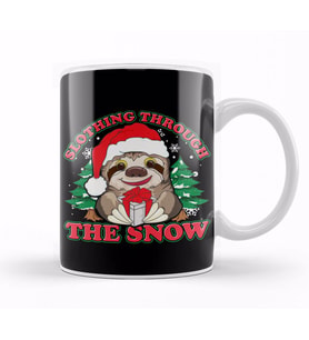 Cute Slothing Through the Snow Christmas Sloth Kupa Bardak Porselen