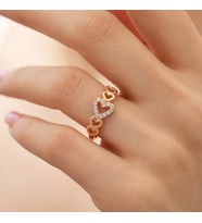 925 AYAR  ROSE GOLD KAPLAMA  ZİRKON TAŞLI ALLTAN AYARLAMALI  GÜMÜŞ AŞK YÜZÜĞÜ (Rose Gold Altın)