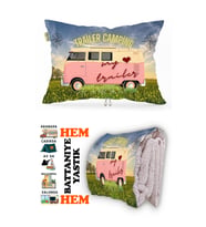 Karavan Camping-2 Baskılı Tv Battaniyeli Opsiyonel Dekoratif Hediye Yastık Battaniye 2in1 Gifts-2
