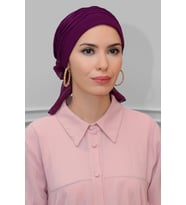 Şarabi Pratik Hazır Geçmeli Tesettür Bone Sandy Kumaş İncili Pileli Nervürlü Güllü 1805_08