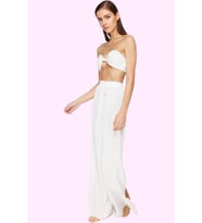 Kadın Moda Yüksek Bel Geniş Paça Plaj Pantolonu Yazlık Rahat Kesim Günlük Kullanım