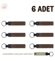 Kahverengi & Sütlü Kahve, Babalar Günü İçin Hediye, İsim Ve Özel Mesaj Yazılabilen, 6'lı Anahtarlık (Açık Kahve)