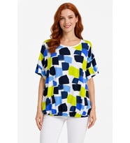 Kadın Renkli Desenli Oversize T-Shirt