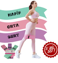 XTR Fitness Loop Band Direnç Bandı Spor Egzersiz Aerobik Pilates Squat Lastiği 3lü Set