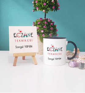Eczane Teknikeri Kupa Bardak Siyah Dekoratif Taş Baskı