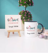 Eczane Teknikeri Kupa Bardak Siyah Dekoratif Taş Baskı
