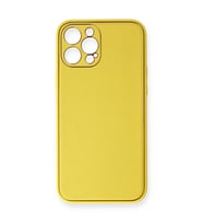 Apple İphone 12 Pro Max Kılıf Coco Deri Silikon Kapak - Sarı