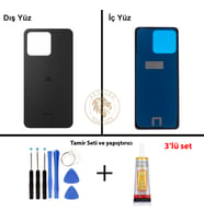 Omix Vida Seti + Yapıştırıcı Omix X7 Siyah Yapıştırıcı B-7000 Yapıştırıcı Vida Seti Arka Kapak Arka Cam Batarya Kapağı Lazer Kesim Kapak Pil Kapağı Back Cover