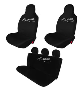 Toyota Corolla Penye Oto Koltuk Kılıfı - Atatürk İmza Baskılı - Siyah