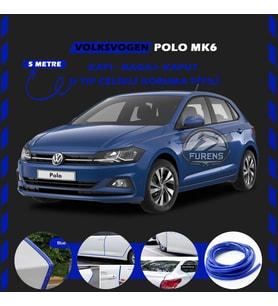 Volksvogen Polo MK6 Oto Araç Kapı Koruma Fitili 5metre Parlak Mavi Renk