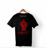 1 Mayıs Emek Ve Dayanışma Günü HAKLIYIZ Baskılı Bisiklet Yaka T-shirt - Siyah