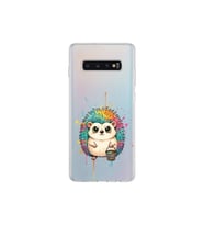 Samsung Galaxy S10 Plus ile Uyumlu Splash Kirpi Tasarımlı Şeffaf Silikon Kılıf