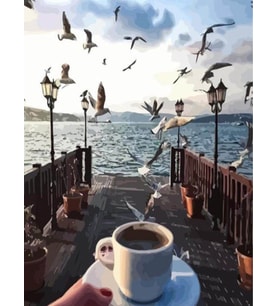 Boğaz Manzarası Sayılarla Boyama Seti 40x50 cm (Tuvale Gerili)
