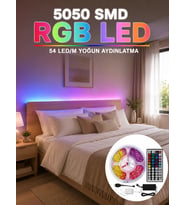 5050 Smd Rgb Led Şerit 5 Metre Kumandalı Renkli Tv Oda Masa Arkası Dekoratif Aydınlatma Seti