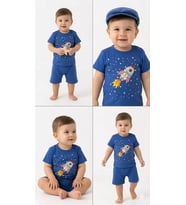 Northcity 6/24 Ay Roket Baskılı 2li Bebek Takımı - Anti Alerjik, Çıtçıtsız ve Güvenli