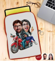 BK Gift Kişiye Özel Sevgililer Karikatürlü Taşınabilir Koruyucu Tablet Kılıfı & Organizer Çanta - Turuncu-97
